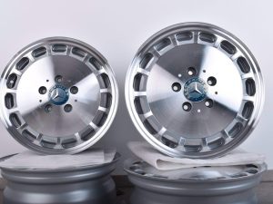 4x Original Mercedes E Klasse W124 15 Zoll Gullideckel Felgen 6,5J ET49 Silber